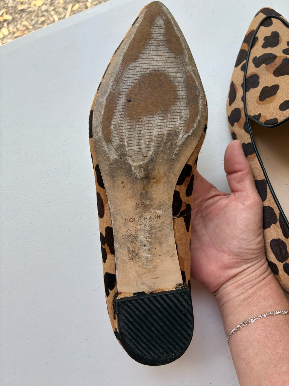 Cole Haan Leopard Print Pointed Toe Loafers - Tan & Black - Picture 6 of 6